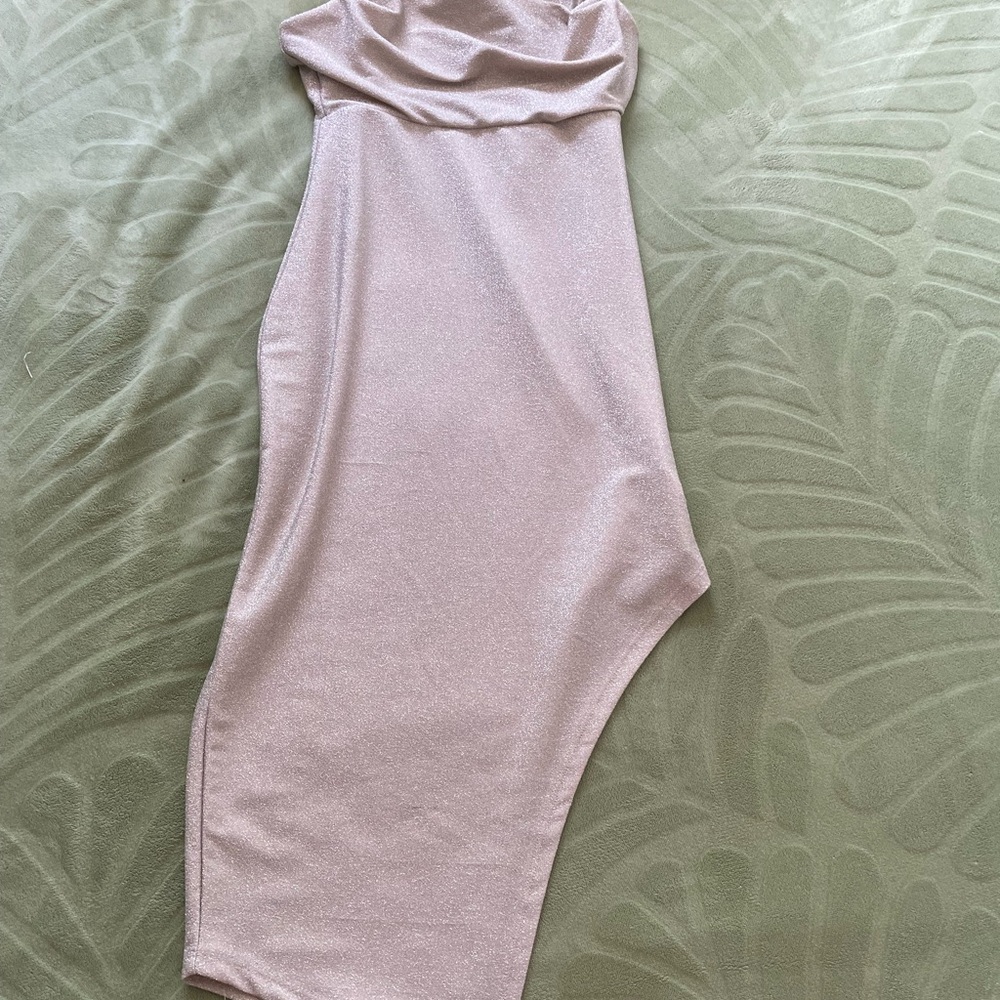 Elegant One-Shoulder Dress in Shimmering Beige